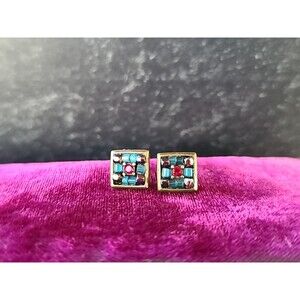Vintage Nine West Beaded Square Shaped Stud Earrings